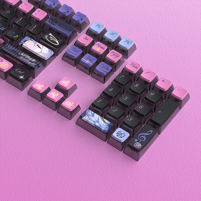 Keycap xuyên led pudding profile SA màu tím- pbt chủ đề wibu 